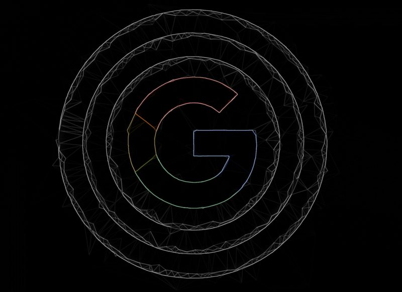 Чёрный логотип Гугл на чёрном фоне