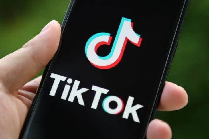 Рука держит смартфон, на экране которого логотип и надпись ТикТок