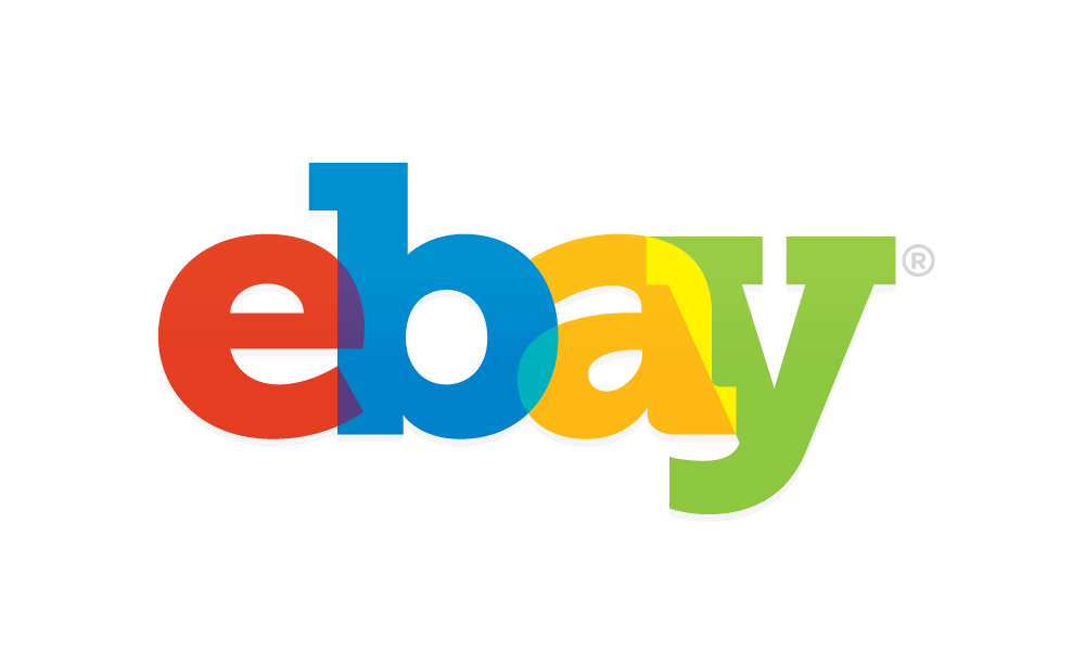 Надпись ebay разноцветными буквами на белом фоне